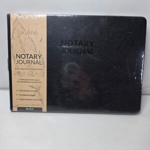 Skyline Notary Journal Official Record Log Book 250 Entries Vegan Leather Black